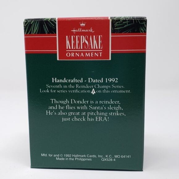 1992 Hallmark Donder Reindeer Champs #7 Handcrafted Keepsake Holiday Ornament - Picture 2 of 6